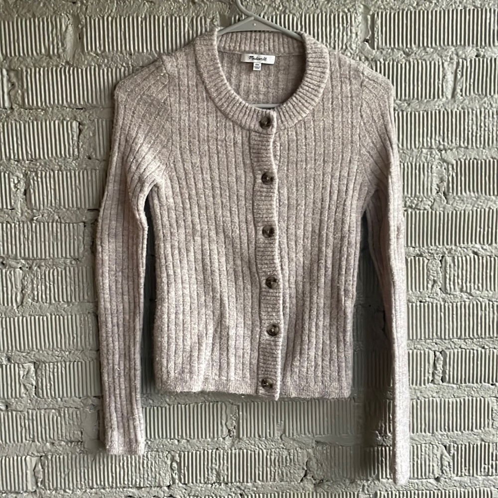 Madewell Merino wool oatmeal sweater button up cardigan